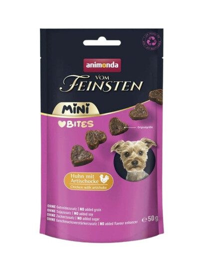 ANIMONDA Vom Feinsten Petites bouchées poulet aux artichauts Friandises pour petits chiens 50g