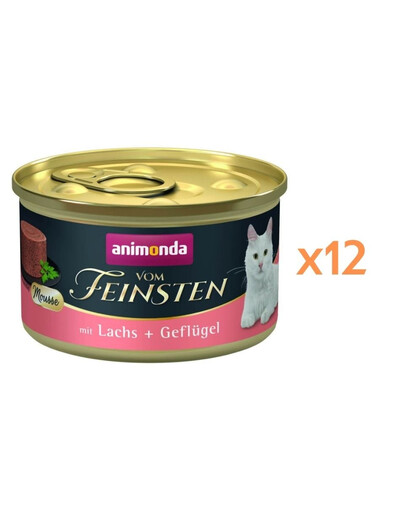 ANIMONDA Vom Feinsten Mousse au saumon et au volaille mousse pour chats 12x85g