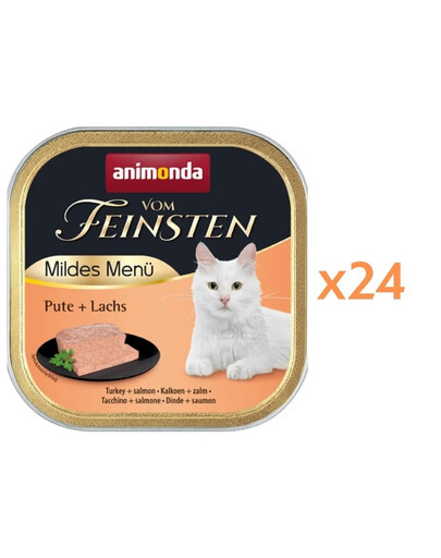 ANIMONDA Vom Feinsten Mild Menue Dinde et Saumon pâté pour chats 24x100g