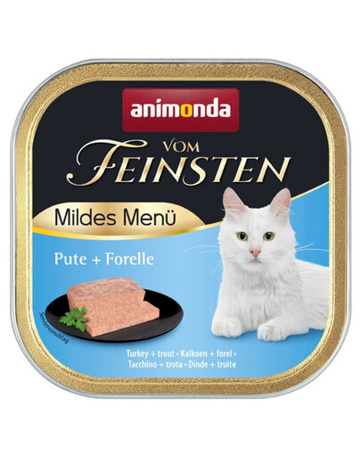 ANIMONDA Vom Feinsten Mild Menue Dinde et truite de pâté pour chats 100g