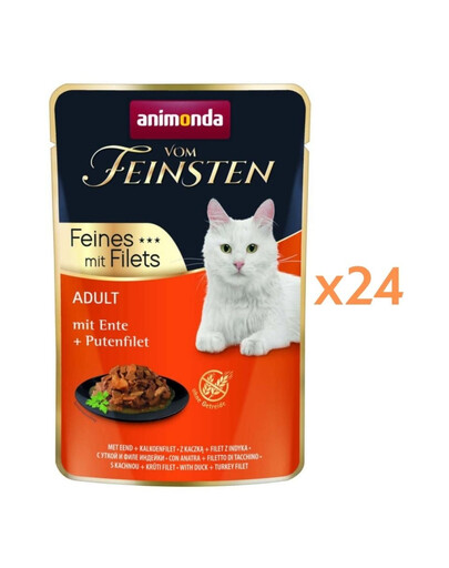 ANIMONDA Vom Feinsten Fines mit Filets Adult Veau et filet de poulet nourriture humide pour chats 24x85g