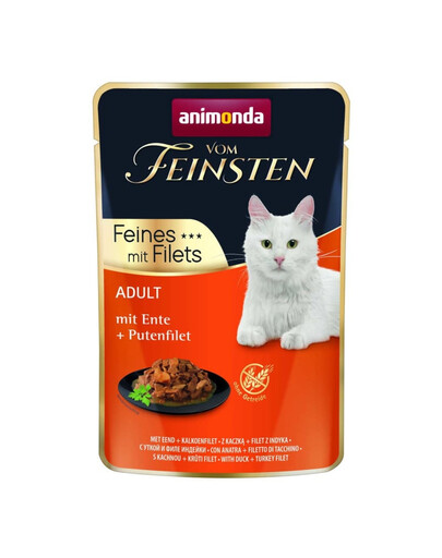 ANIMONDA Vom Feinsten Fines mit Filets Adult Canard et filet de dinde nourriture humide pour chats 6x85g
