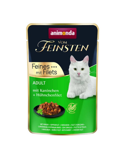 ANIMONDA Vom Feinsten Fines avec Filets Adult Lapin et filet de poulet nourriture humide pour chats 85g