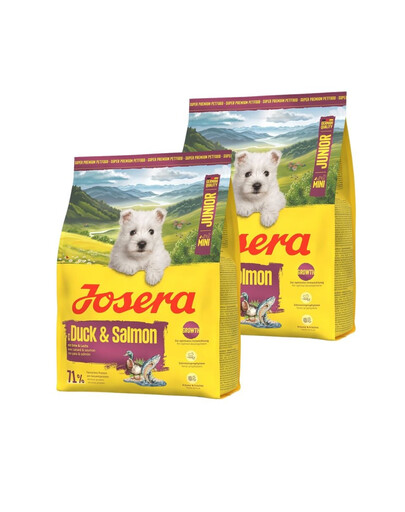 JOSERA Duck and Salmon Junior Mini pour le bon développement des chiots de petites races 2x900g