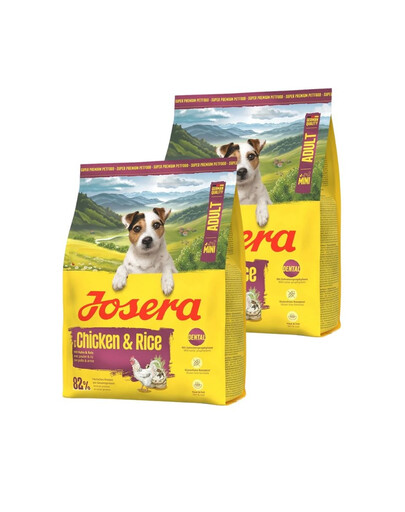 JOSERA Mini Adult Chicken and Rice aliments sans gluten pour chiens de petite taille 2x900g