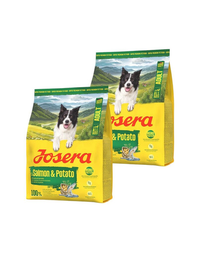 JOSERA Salmon and Potato Adult: aliments sans céréales pour chiens à l'estomac sensible 2 x 900 g
