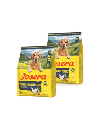 JOSERA Adult Chicken and Sweet Potato : aliments sans céréales pour chiens actifs 2 x 900 g