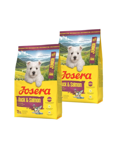 JOSERA Duck and Salmon Junior Mini  pour le bon développement des chiots de petites races 2 x 3 kg