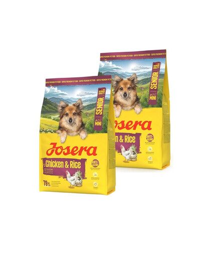 JOSERA Mini Senior Poulet et Riz aliments sans gluten pour chiens âgés de petite taille 2 x 3 kg