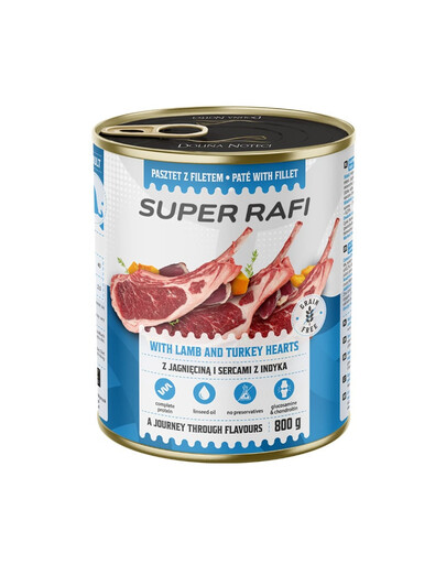 RAFI Super avec de l'agneau et des cœurs de dinde 800g pâté pour chiens