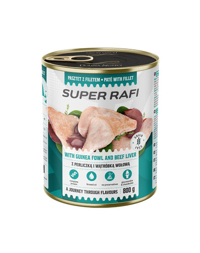 RAFI Super avec pintade et foie de boeuf 800g pâté pour chiens