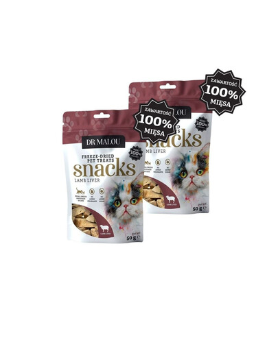 DR MALOU Liofilisé Foie d’agneau 100% friandises pour chats 2×50 g
