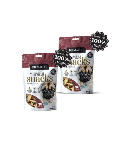 DR MALOU Liofilisé Foie d’agneau 100% friandises pour chiens 2×50 g