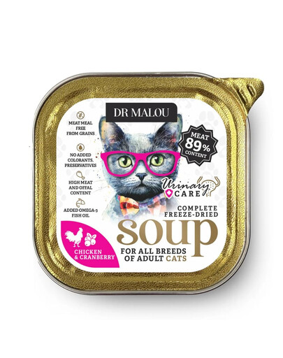 DR MALOU Soupe lyophilisée Poulet aux canneberges Urinary nourriture humide pour chat 12 g