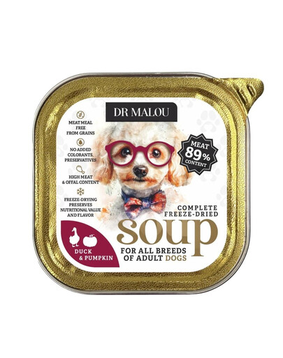DR MALOU Soupe lyophilisée Canard & citrouille, nourriture humide pour chien 12 g