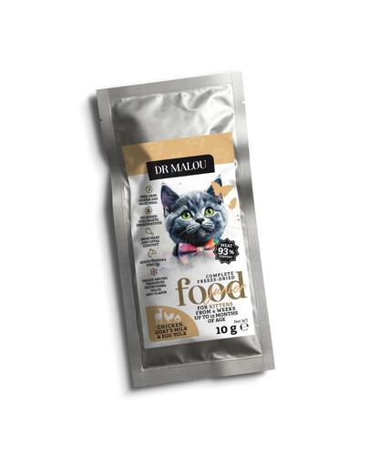 DR MALOU Kitten Liofilisé Poulet au lait de chèvre & jaune d’œuf, croquettes pour chatons 2×10 g