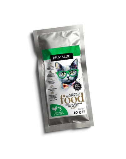 DR MALOU Liofilisé Poulet et saumon nourriture sèche pour chats 2×10 g