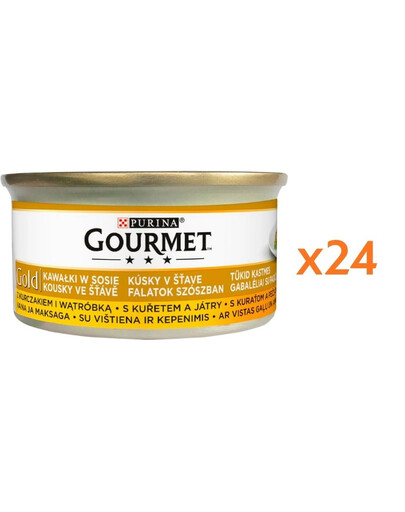 GOURMET Gold morceaux dans une sauce au poulet et au foie pour chat 24x85 g