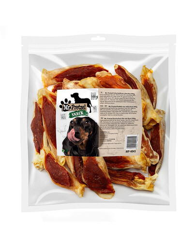 MR. PRETZEL Oreille de lapin au canard friandise pour chien 500g