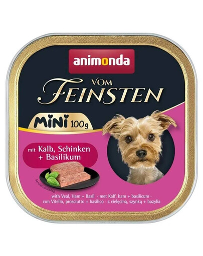 ANIMONDA Vom Feinsten Mini with Veal, Ham, and Basil wet food for small breed dogs 24x100g