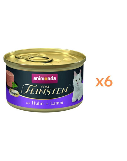 ANIMONDA Vom Feinsten Mousse au poulet et à l'agneau mousse pour chats 6x85g