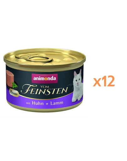 ANIMONDA Vom Feinsten Mousse au poulet et à l'agneau mousse pour chats 12x85g