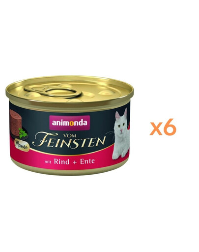 ANIMONDA Vom Feinsten Mousse au bœuf et au canard mousse pour chats 6x85g