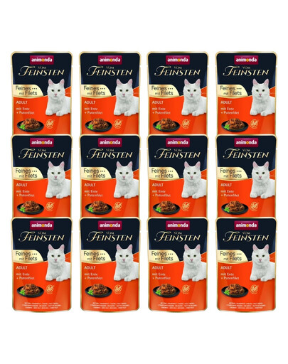 ANIMONDA Vom Feinsten Fines mit Filets Adult Canard et filet de dinde nourriture humide pour chats 12x85g