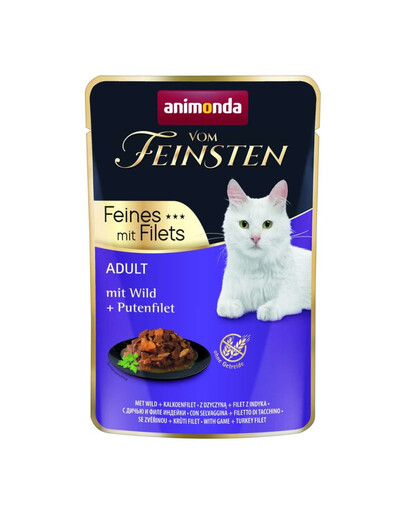 ANIMONDA Vom Feinsten Fines avec Filets Adult Venaison et filet de dinde nourriture humide pour chats 85g