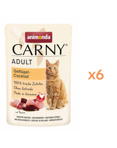 ANIMONDA Carny Adult Pouch Cocktail de volaille nourriture humide pour chats 6x85g