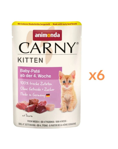 ANIMONDA Carny Kitten Pouch Baby pate nourriture humide pour chatons 6x85g
