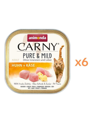 ANIMONDA Carny Pure & Mild Poulet et fromage nourriture humide pour chats 6x100g