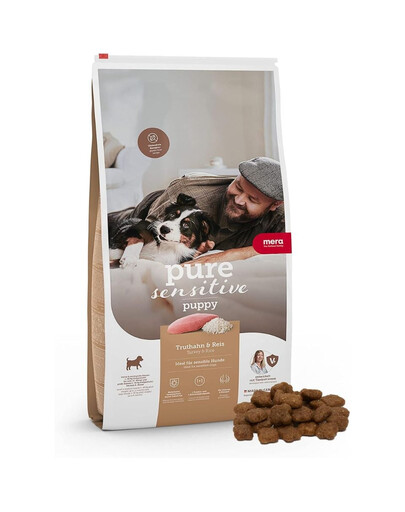 MERA Pure Sensitive Puppy Dinde & riz, croquettes sans gluten pour chiots 12,5 kg