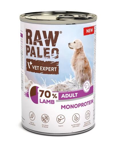 RAW PALEO Monoprotein Agneau Adulte 400g agneau, nourriture humide pour chiens
