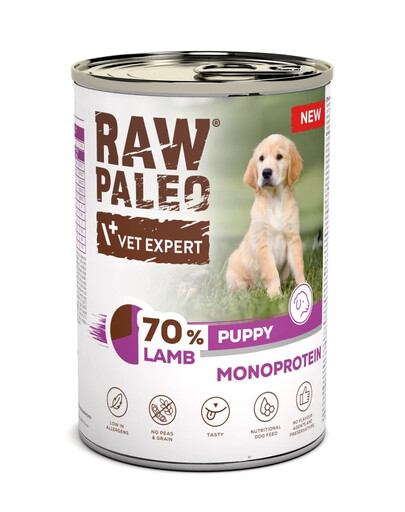 RAW PALEO Monoprotein Lamb Puppy Agneau, pâtée pour chiots 400 g