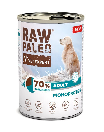 RAW PALEO Monoprotéine Kangourou Adulte – viande de kangourou, pâtée pour chien 400 g