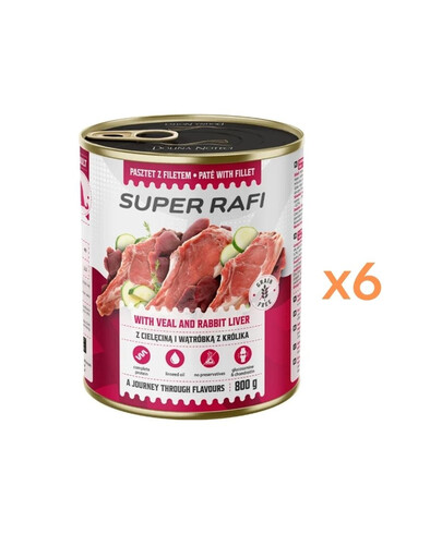 RAFI Super au veau et au foie de lapin pâté pour chiens 6x800g