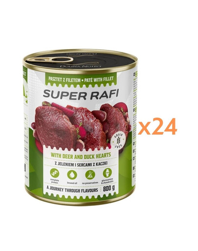 RAFI Super avec du cerf et des cœurs de canard pâté pour chiens 24x800g