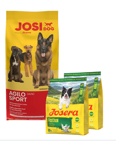 JOSERA JosiDog Agilo Sport 15 kg pour chiens actifs + 2×900 g de croquettes offertes