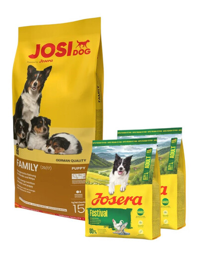 JOSERA JosiDog Family 15 kg pour chiots et chiennes allaitantes + 2×900 g de croquettes offertes