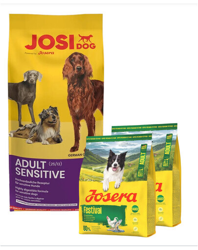 JOSERA JosiDog Adult Sensitive 15 kg pour chiens au système digestif sensible + 2×900 g de croquettes offertes