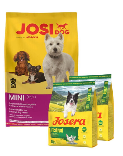JOSERA JosiDog Mini 10 kg pour petits chiens adultes + 2×900 g de croquettes offertes