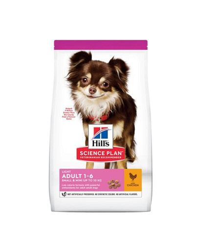 HILL’S Science Plan Adult Light Small Mini poulet croquettes pour chiens adultes petites et mini races 6 kg