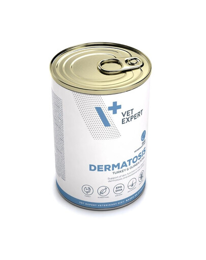 VET EXPERT Veterinary Diet Dog Dermatosis Dinde, pintade pâtée dermatologique pour chien 400 g