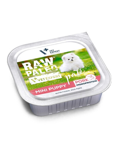 RAW PALEO Pâtée Pork Mini Puppy pâtée au porc pour chiots de petite taille 150 g