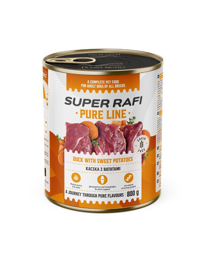 SUPER RAFI Pure Line nourriture humide pour chien au canard et aux patates douces 800 g