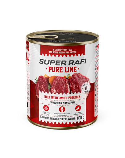 SUPER RAFI Pure Line nourriture humide pour chien au bœuf et aux patates douces 800 g