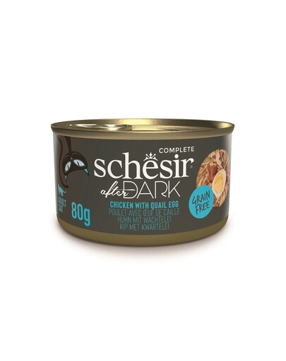 SCHESIR After Dark Poulet au bouillon avec des œufs de caille, nourriture humide pour chats, 80 g