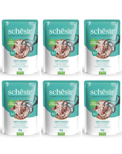 SCHESIR Thon et daurade en gelée pour chats 6×85 g