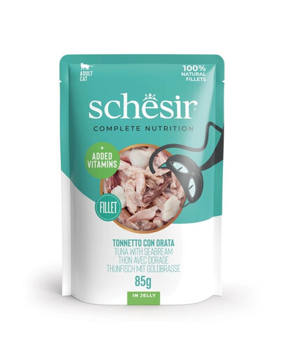 SCHESIR Thon et daurade en gelée pour chats 12×85 g